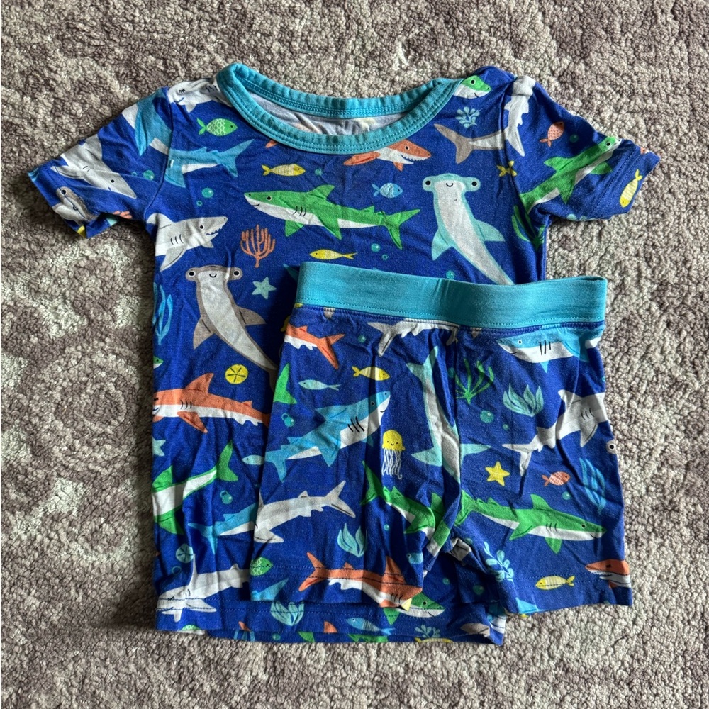 Little Sleepies 12/18mo Blue Shark Bamboo Pajama Set